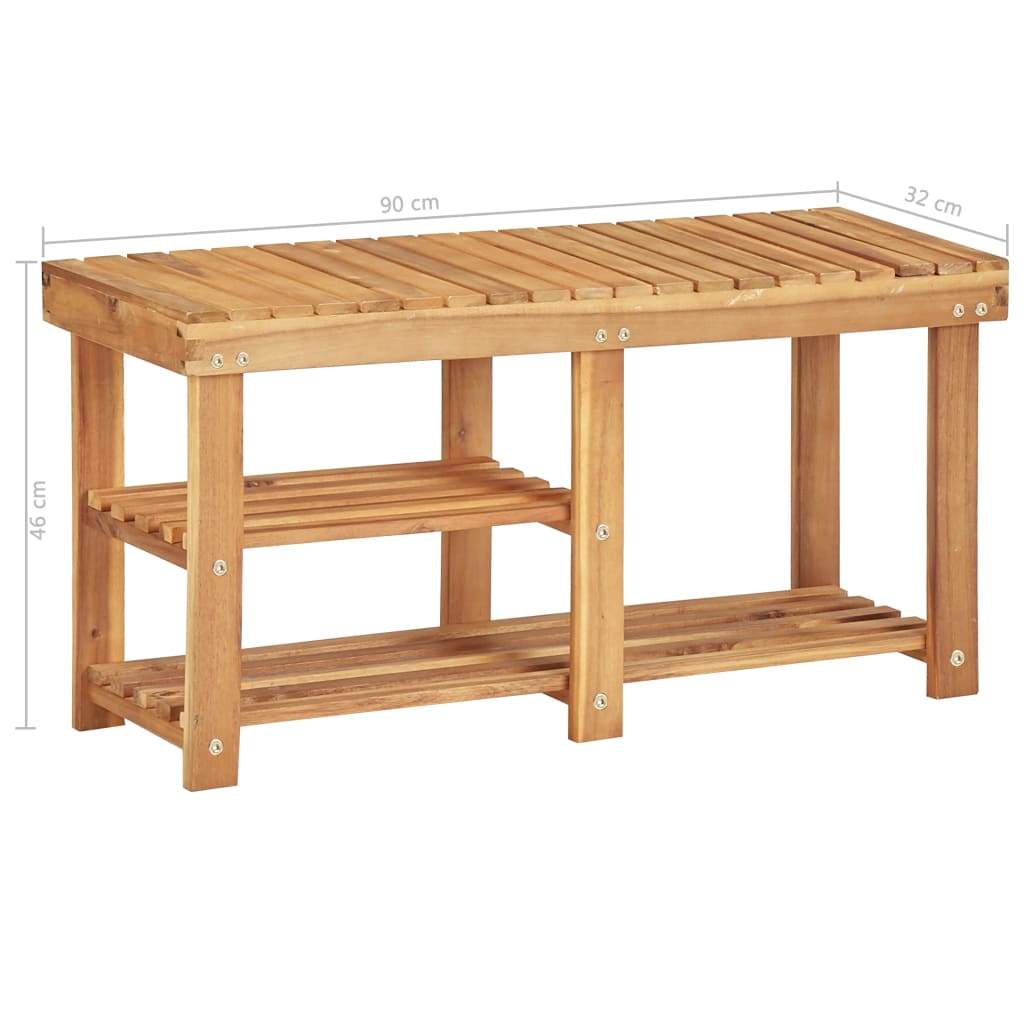 vidaXL Shoe Rack 35.4"x12.5"x18.1" Solid Acacia Wood