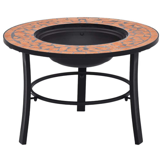 vidaXl Mosaic Fire Pit Ceramic Garden Bowl Outdoor Fireplace Multi Colors