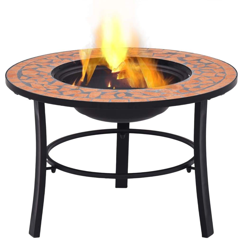 vidaXl Mosaic Fire Pit Ceramic Garden Bowl Outdoor Fireplace Multi Colors