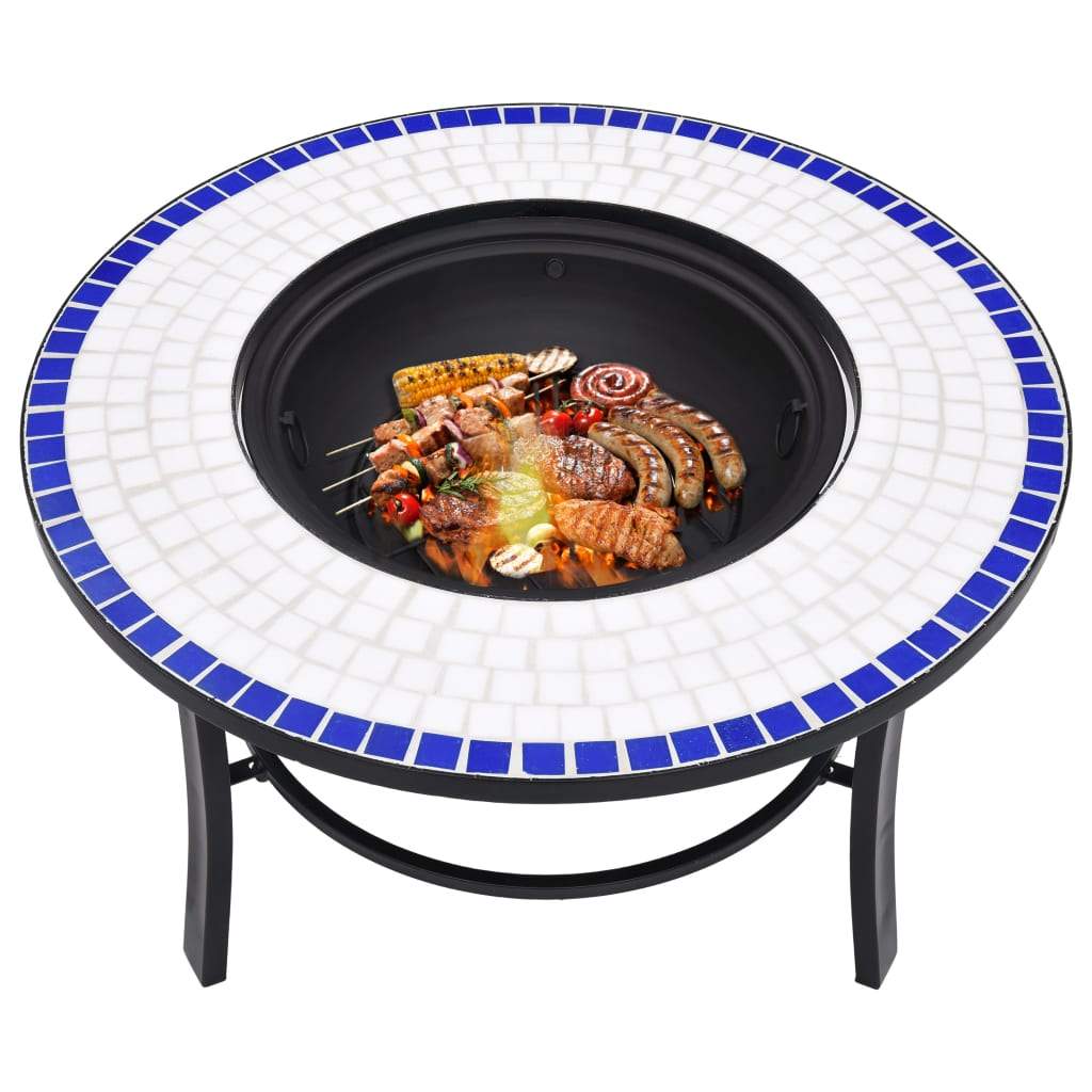 vidaXl Mosaic Fire Pit Ceramic Garden Bowl Outdoor Fireplace Multi Colors