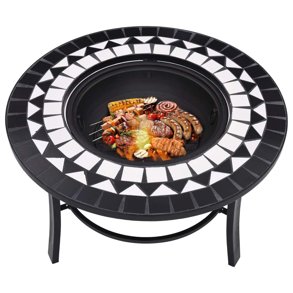 vidaXl Mosaic Fire Pit Ceramic Garden Bowl Outdoor Fireplace Multi Colors