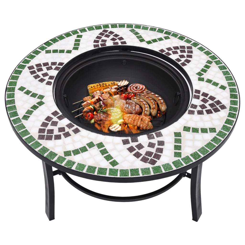 vidaXl Mosaic Fire Pit Ceramic Garden Bowl Outdoor Fireplace Multi Colors