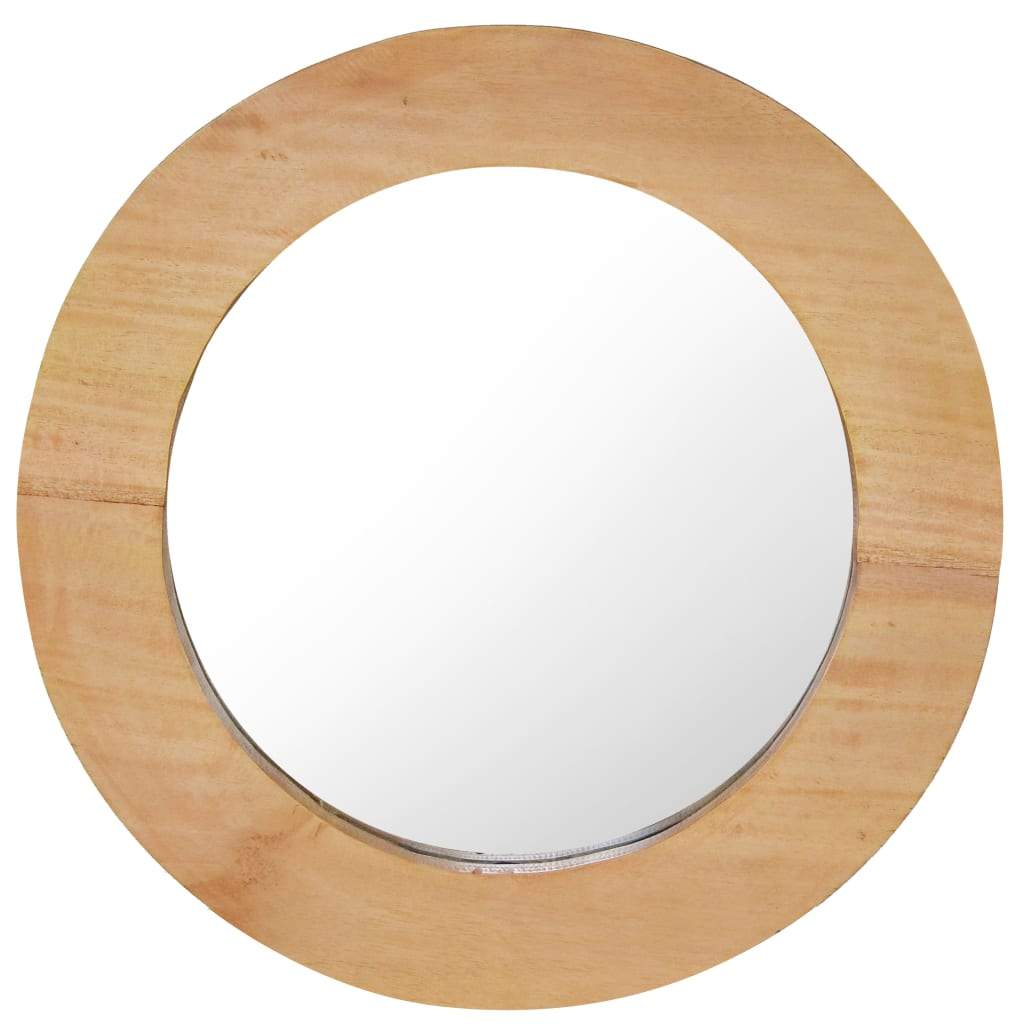 vidaXL Wall Mirror Solid Teak Wood Round Decorative Wall-mounted 15.7"/23.6"
