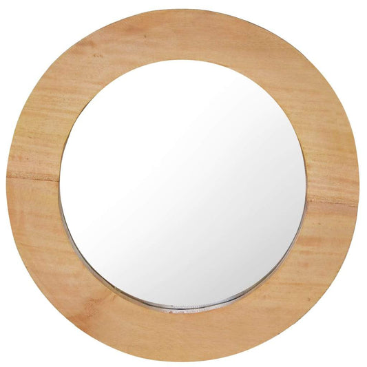 vidaXL Wall Mirror Solid Teak Wood Round Decorative Wall-mounted 15.7"/23.6"