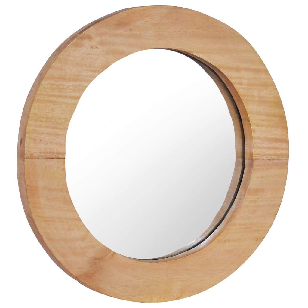 vidaXL Wall Mirror Solid Teak Wood Round Decorative Wall-mounted 15.7"/23.6"