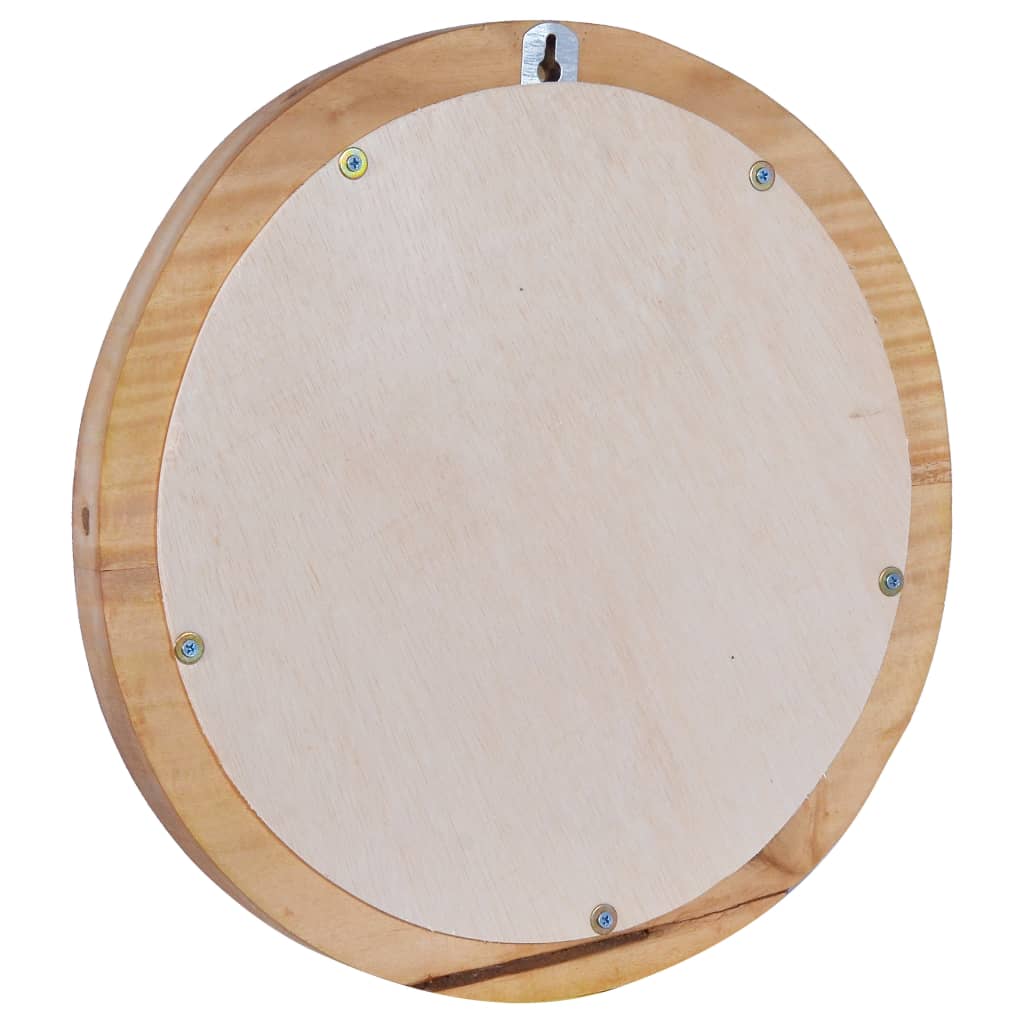 vidaXL Wall Mirror Solid Teak Wood Round Decorative Wall-mounted 15.7"/23.6"