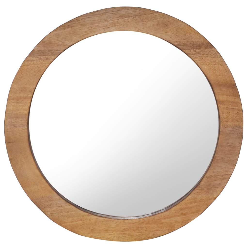 vidaXL Wall Mirror Solid Teak Wood Round Decorative Wall-mounted 15.7"/23.6"