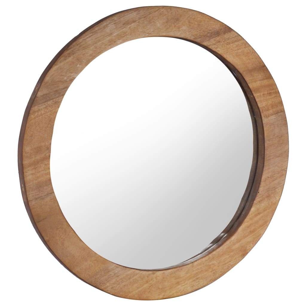 vidaXL Wall Mirror Solid Teak Wood Round Decorative Wall-mounted 15.7"/23.6"
