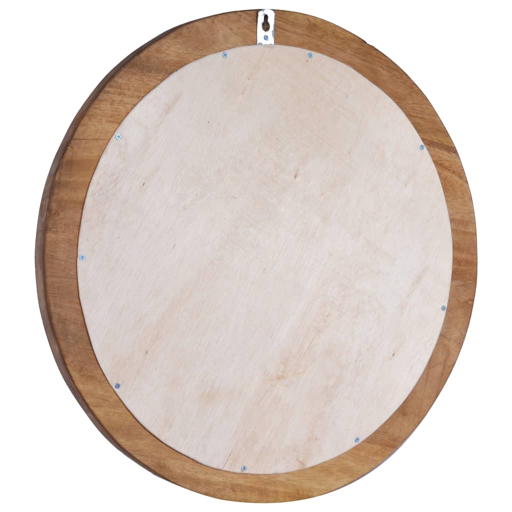 vidaXL Wall Mirror Solid Teak Wood Round Decorative Wall-mounted 15.7"/23.6"