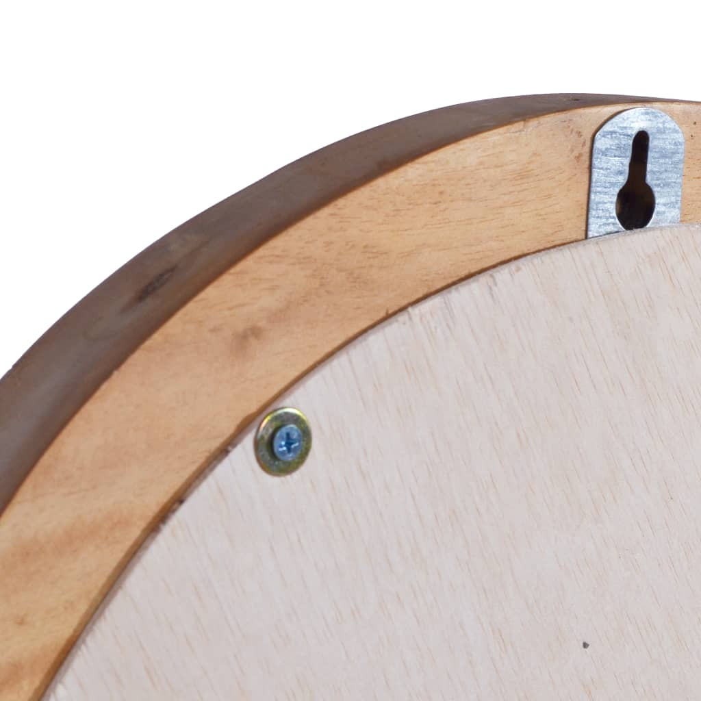 vidaXL Wall Mirror Solid Teak Wood Round Decorative Wall-mounted 15.7"/23.6"