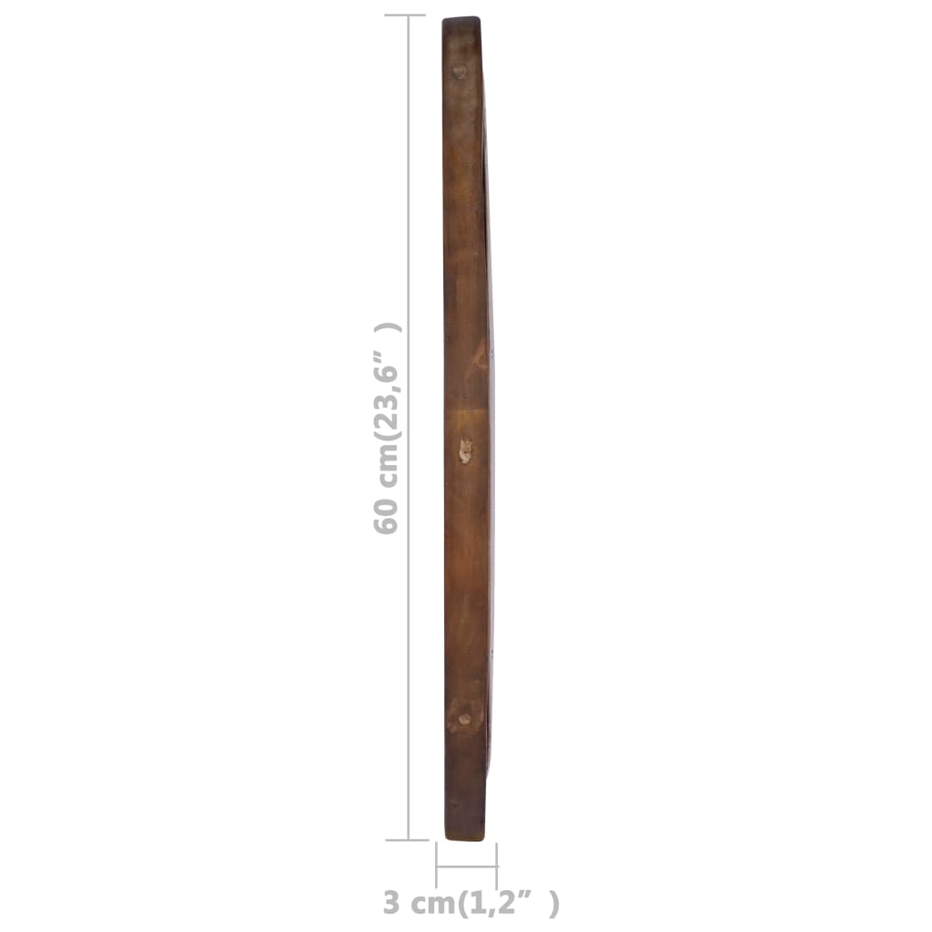 vidaXL Wall Mirror Solid Teak Wood Round Decorative Wall-mounted 15.7"/23.6"