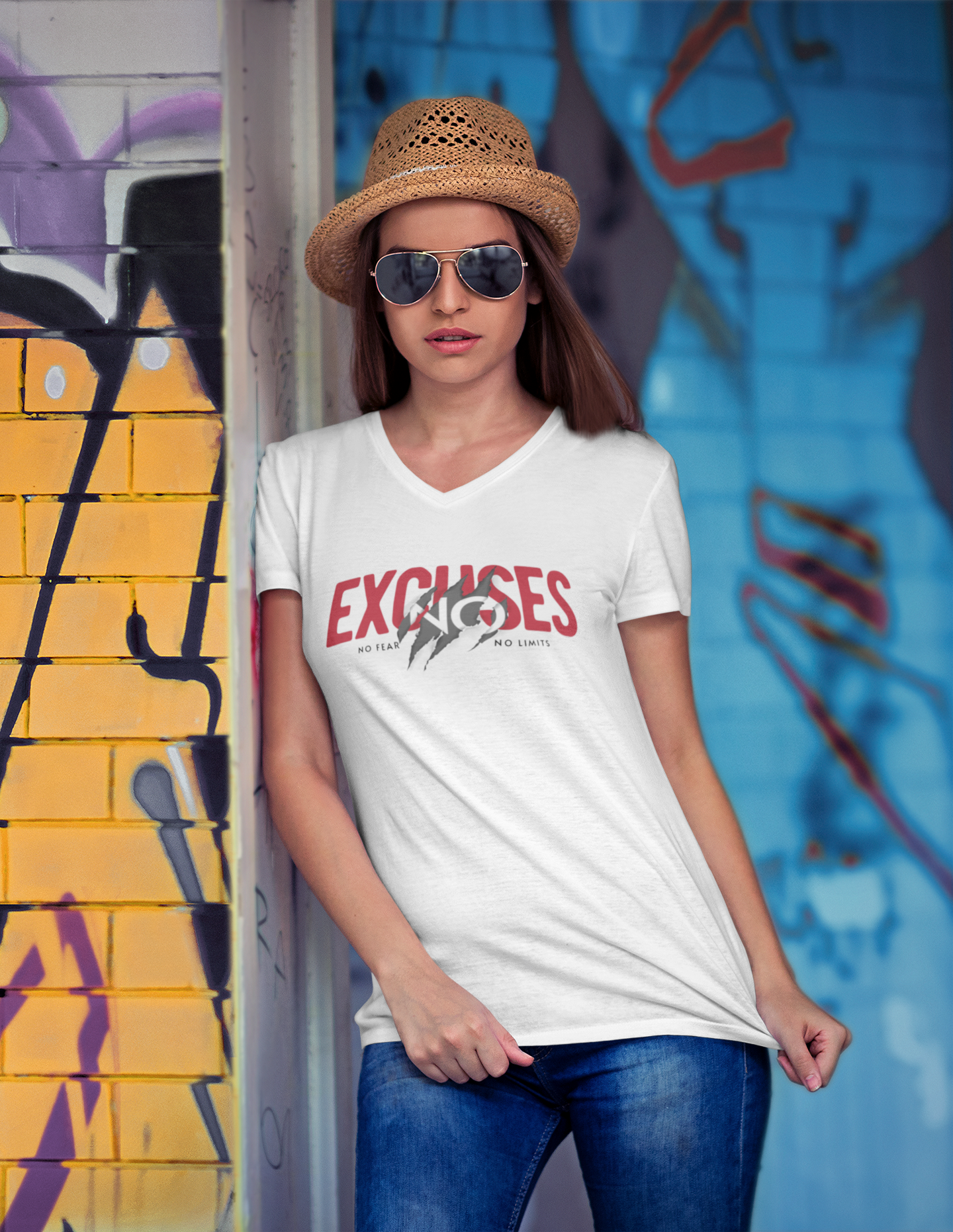 No Excuses Unisex V-Neck Tee